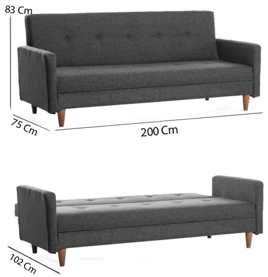 NARA kétszemélyes kanapé, sötétszürke