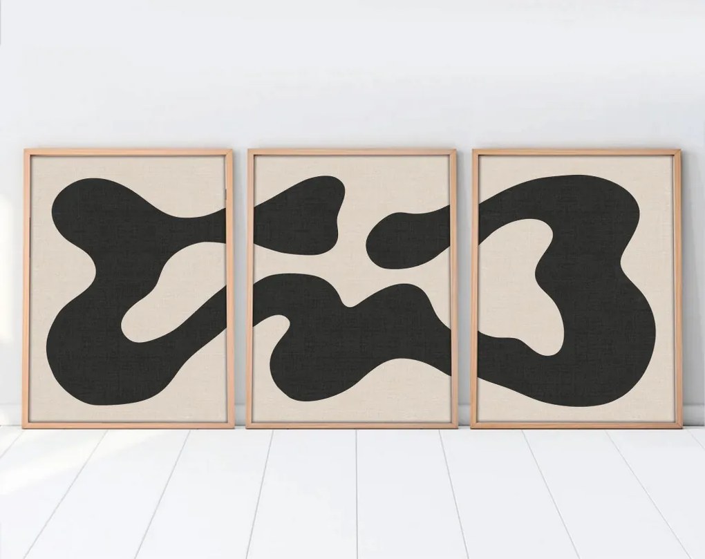 Huhu199 keretezett MDF falikép, 50 x 70 cm, 3 db-os szett