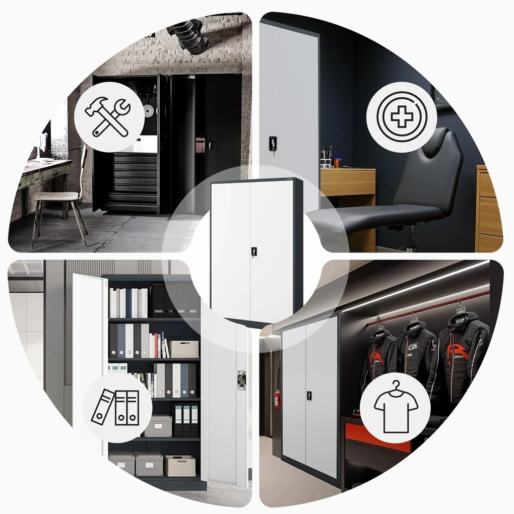 Fém iratszekrény JAN II, 1150 x 185 x 400 mm, antracit-fehér