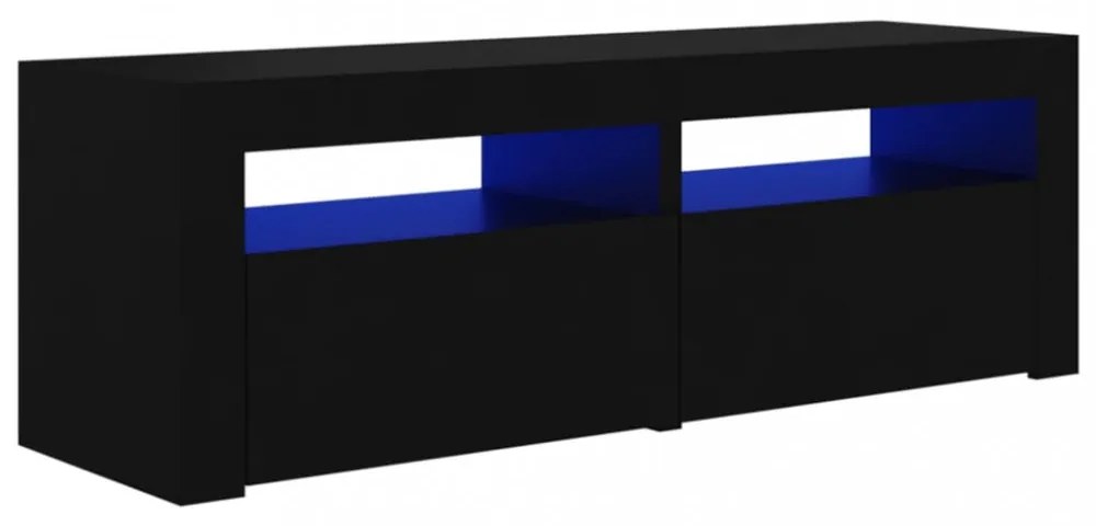 fekete TV-szekrény LED-lámpákkal 120 x 35 x 40 cm