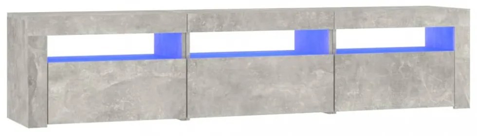 betonszürke TV-szekrény LED lámpákkal 180x35x40 cm