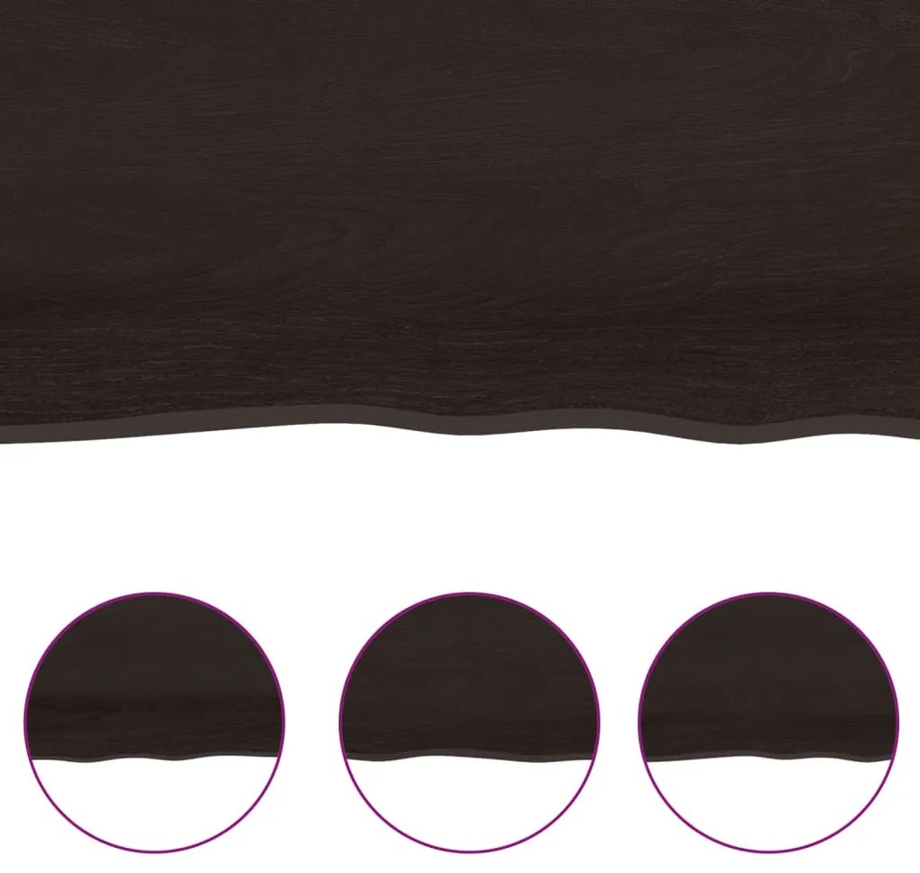 sötétbarna kezelt tömör tölgyfa fali polc 200 x 60 x (2-4) cm