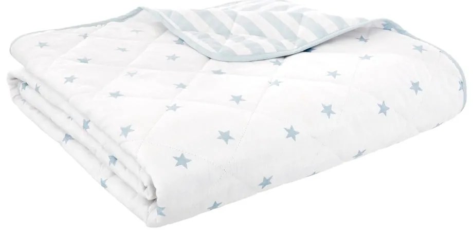 Fehér-kék pamut steppelt gyerek ágytakaró 135x190 cm Mini Star &amp; Stripes – Bianca