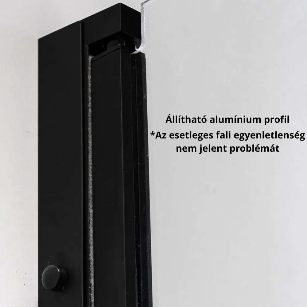 Stuxi Verona Black 80x80 cm szögletes csuklóajtós zuhanykabin, 6 mm vízlepergető üveggel, fekete elemekkel