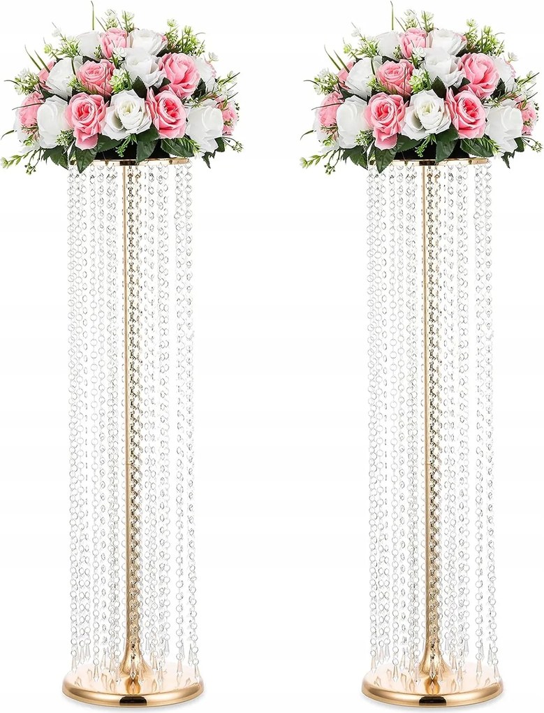 Virágtartó állvány 2 részes 90cm Fém Kristály Asztal Dekoráció