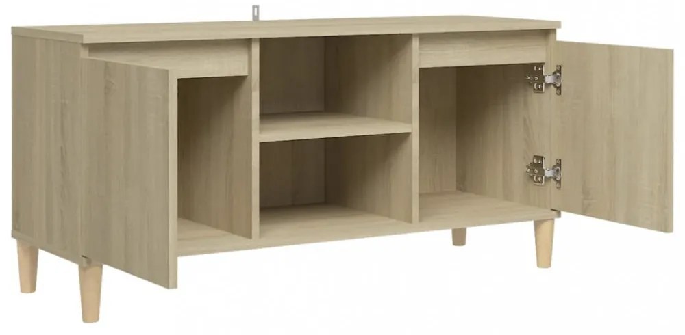 sonoma tölgy színű TV-szekrény tömör fa lábakkal 103,5x35x50 cm