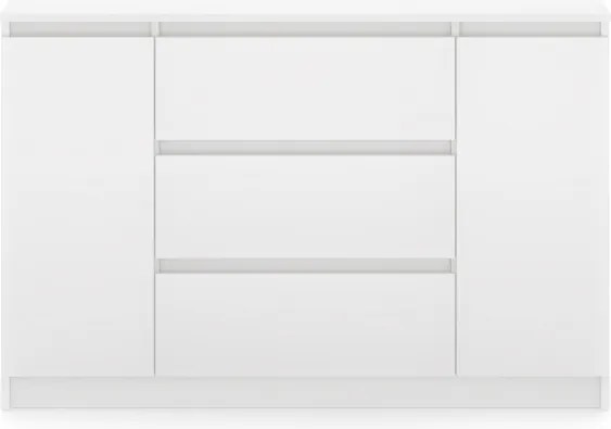 SIMPLE komód 120 cm, 2 ajtó 3 fiók, fehér