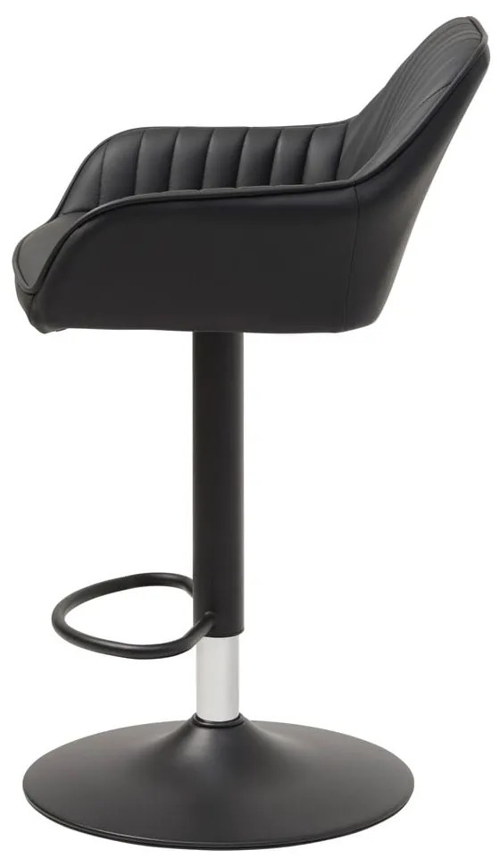 Fekete bőrutánzat állítható magasságú bárszék Brooks – Unique Furniture