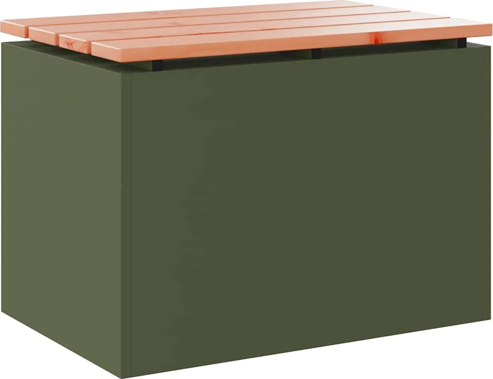 vidaXL Kerti pad Oliva zöld 60 x 40 x 43 cm Acél