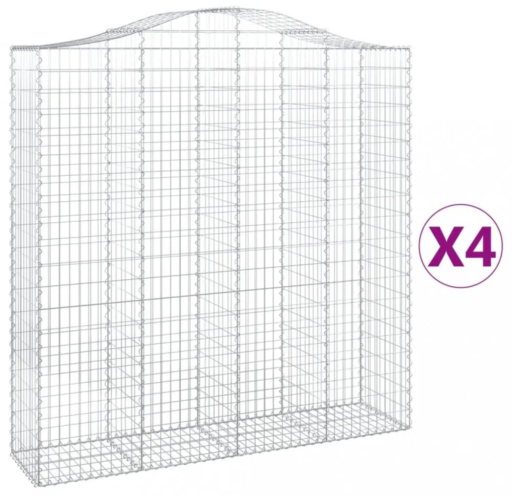 4 db íves horganyzott vas gabion kosár 200x50x200/220 cm