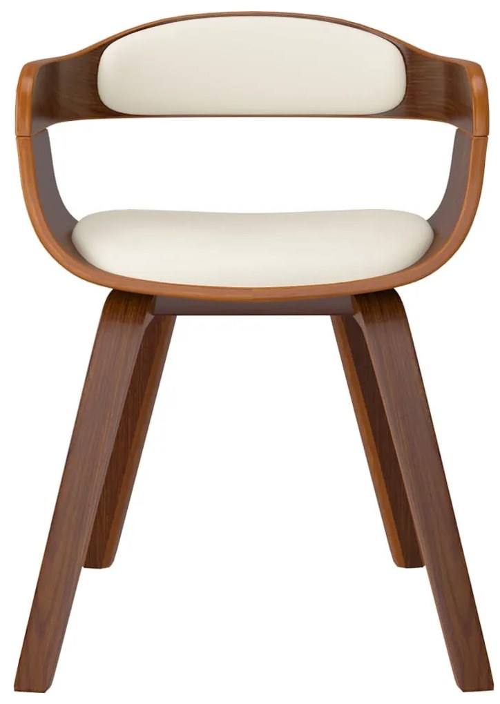 6 db krémszínű műbőr és hajlított fa étkezőszék