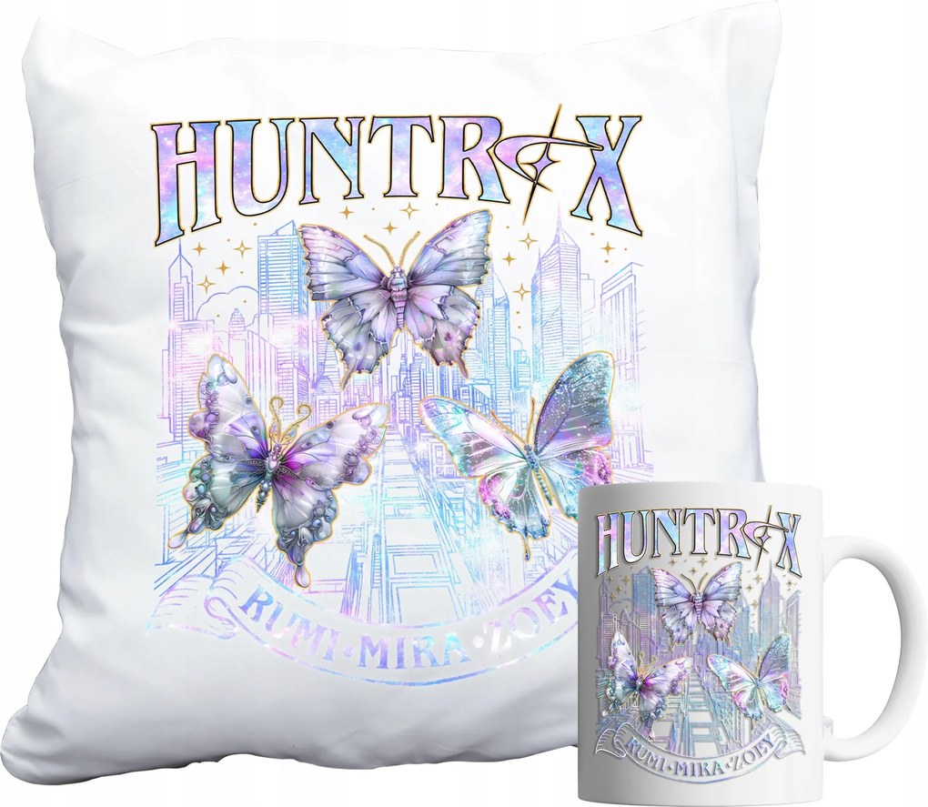 Bögre És Párna Szett Huntrix Pillangók Kpop Démon Hunters Ajándék Név