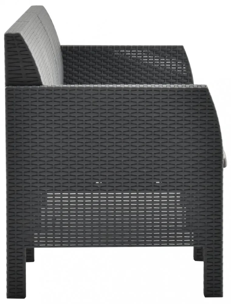 vidaXL 3 részes antracit PP rattan kerti bútorgarnitúra párnákkal