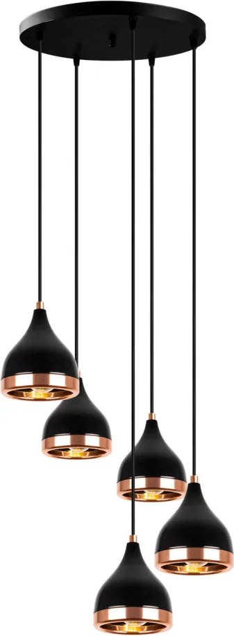 Yildo függőlámpa 5x, fekete-réz