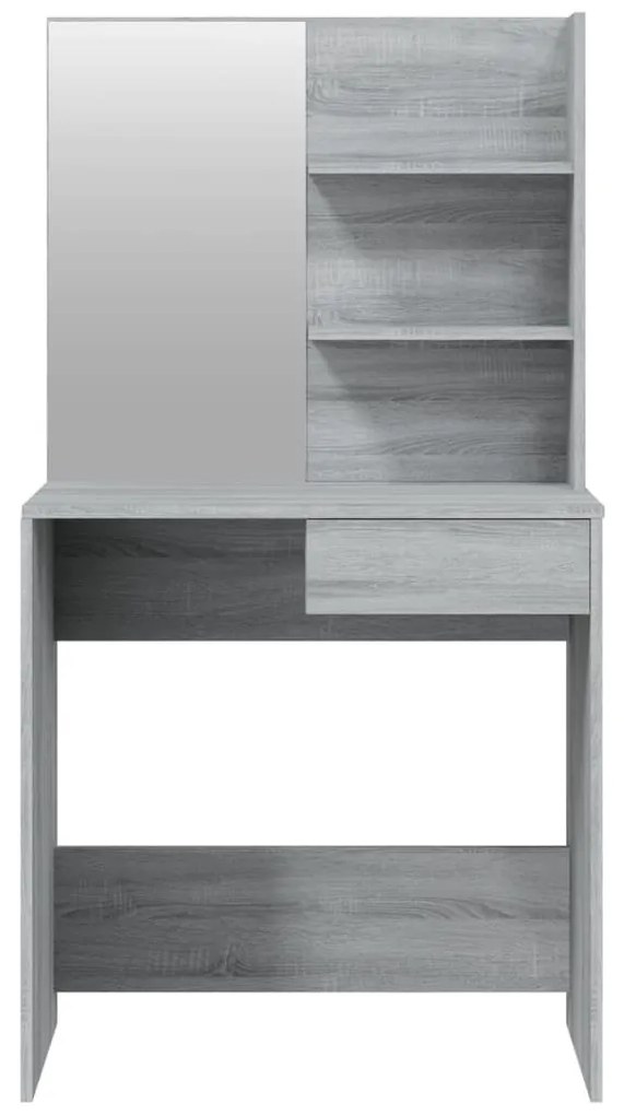 szürke sonoma fésülködőasztal tükörrel 74,5 x 40 x 141 cm