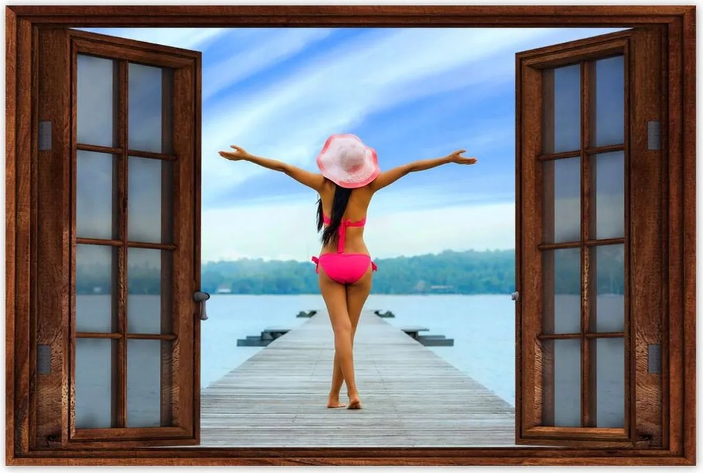 Poszterek 90x60 Hölgy a mólón