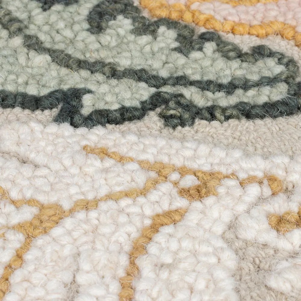 Világos rózsaszín kézi szövésű gyapjú szőnyeg 200x290 cm Daphne Shaped Floral – Flair Rugs