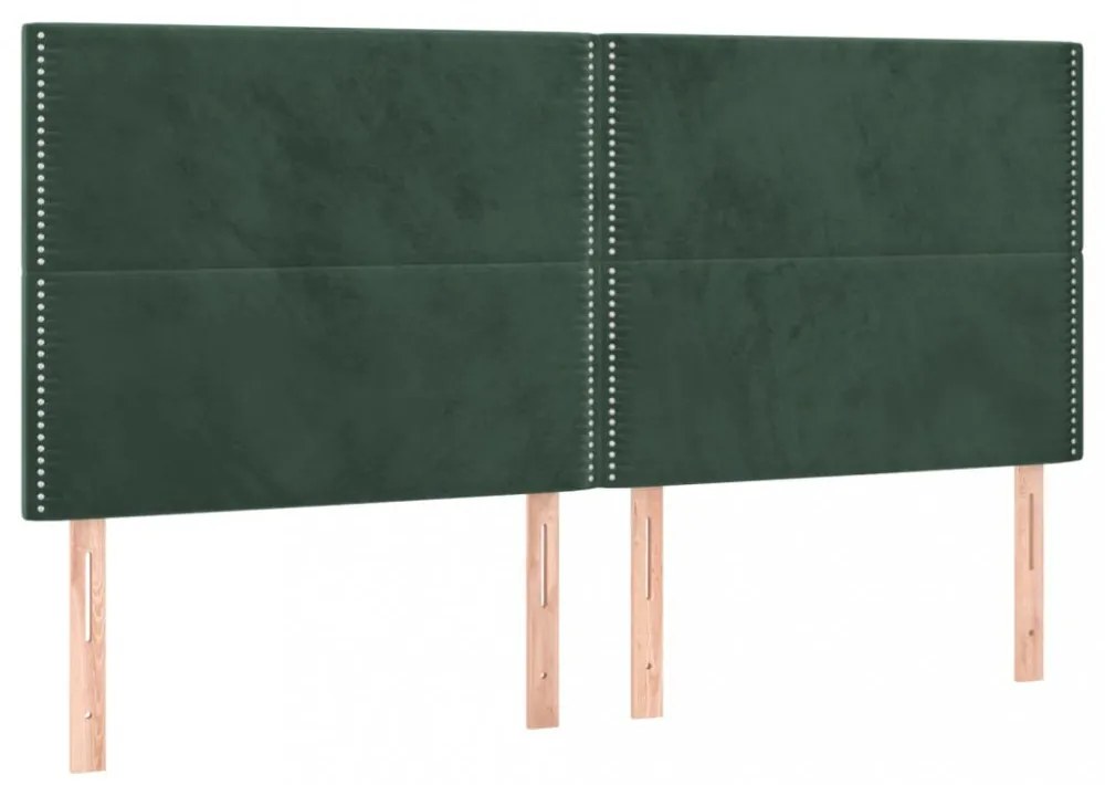 4 db sötétzöld bársony fejtámla 100x5x78/88 cm