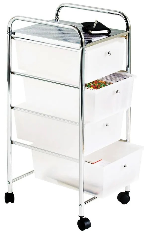 Fehér-ezüstszínű műanyag gurulós polcos állvány 33x79 cm – Premier Housewares