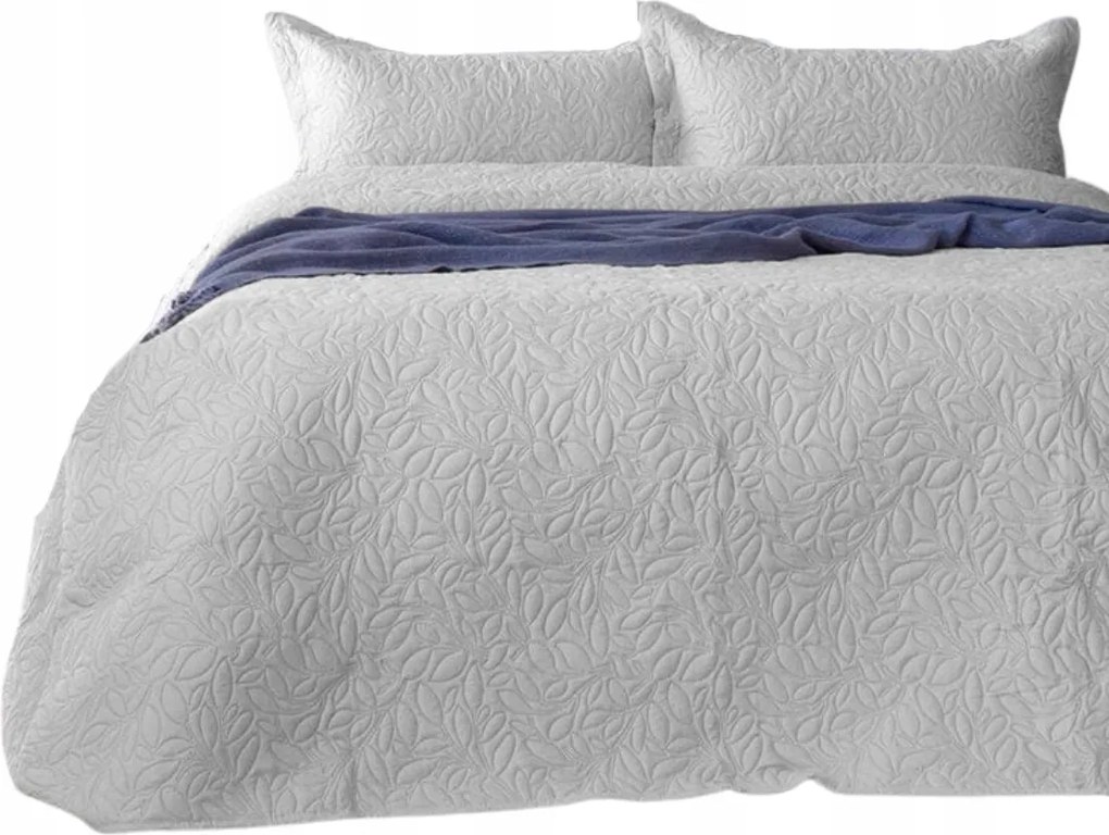 Dekoratív ágytakaró Bona 240x260 steppelt ezüst virágok