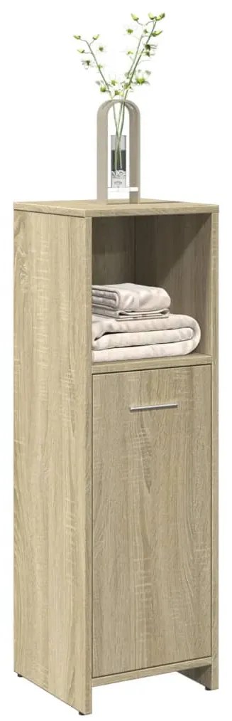 sonoma tölgy színű szerelt fa fürdőszobaszekrény 30x30x95 cm