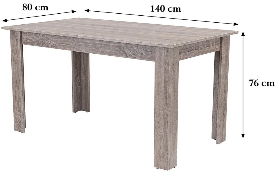 Yorki Standard étkezőasztal 140x80 cm yorki tölgy