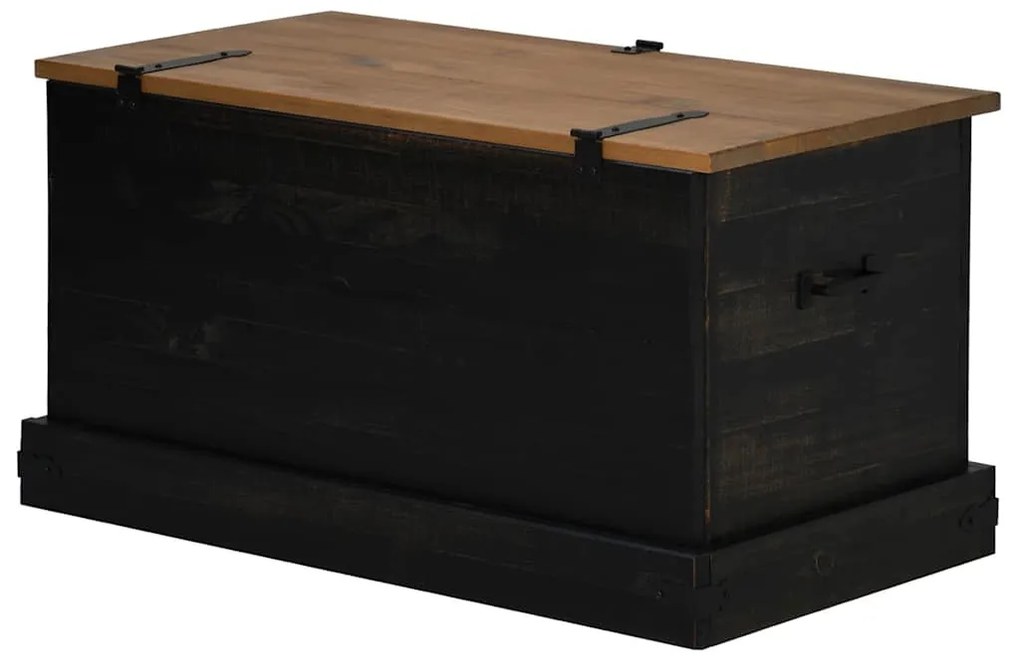fekete tömör fenyőfa HALDEN tárolószekrény 91x48x47 cm
