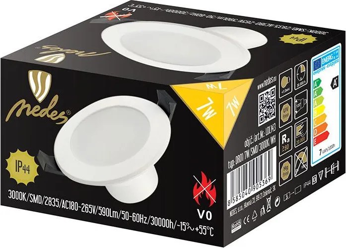 LED fény 7W / IP44 / DR01 / SMD / 3000K / WH - LDL143