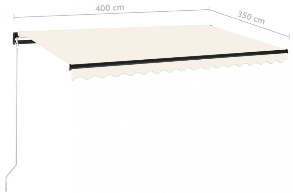 krémszínű kézzel kihúzható napellenző 400 x 350 cm