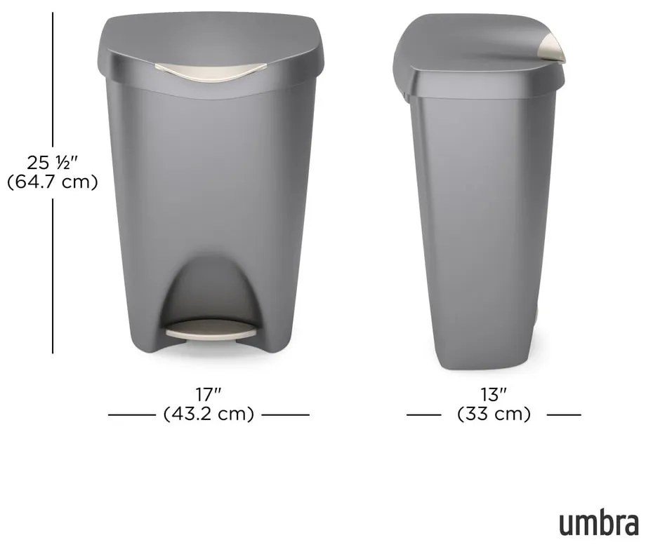 Szürke műanyag pedálos szemetes 50 l Brim – Umbra