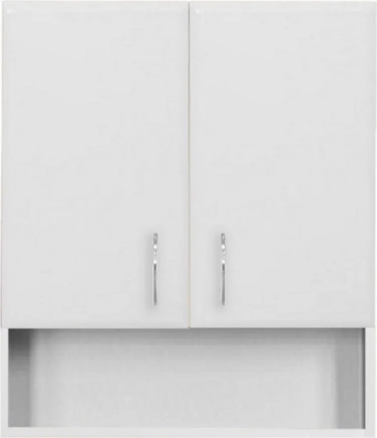 Bianca Plus 60-as Faliszekrény 2 ajtóval, nyitott alsó résszel, magasfényű fehér színben