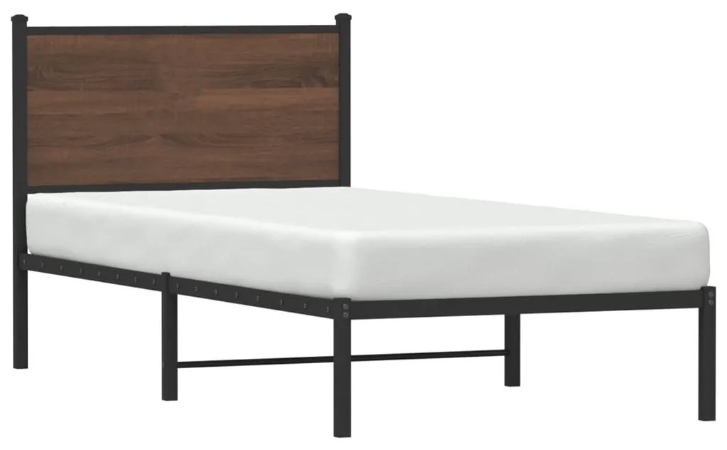 barna tölgy színű fém ágykeret matrac nélkül 80 x 200 cm