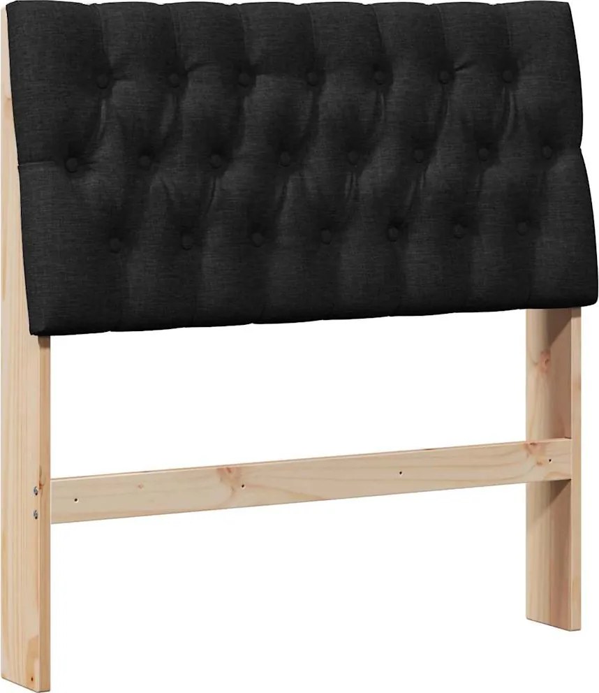 vidaXL Kárpitozott fejtámla Fekete 90 cm Tömör fenyőfa