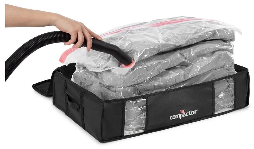 XXL Black Edition 3D fekete ágy alatti ruhatároló doboz, 145 l - Compactor