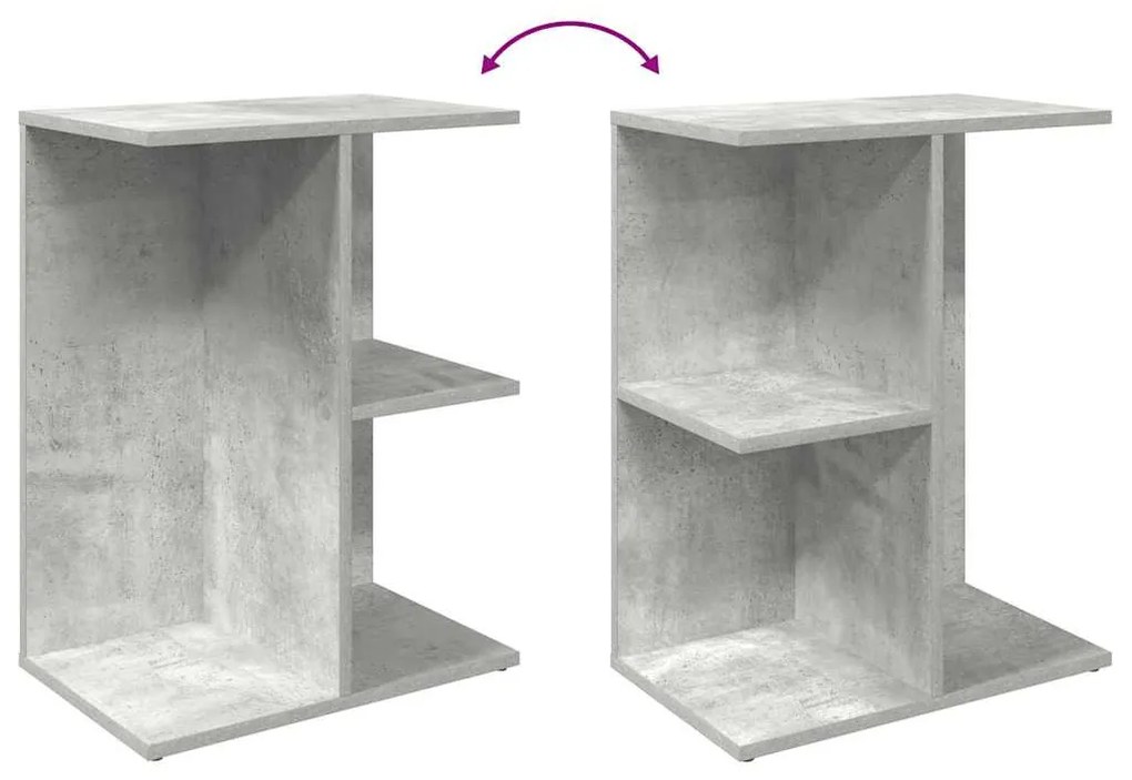 betonszürke szerelt fa éjjeliszekrény 46,5x29x61 cm