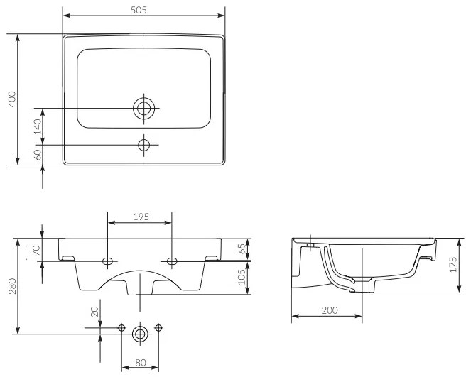 Cersanit - SET Crea szekrény + mosdó 50cm, fehér, S801-277