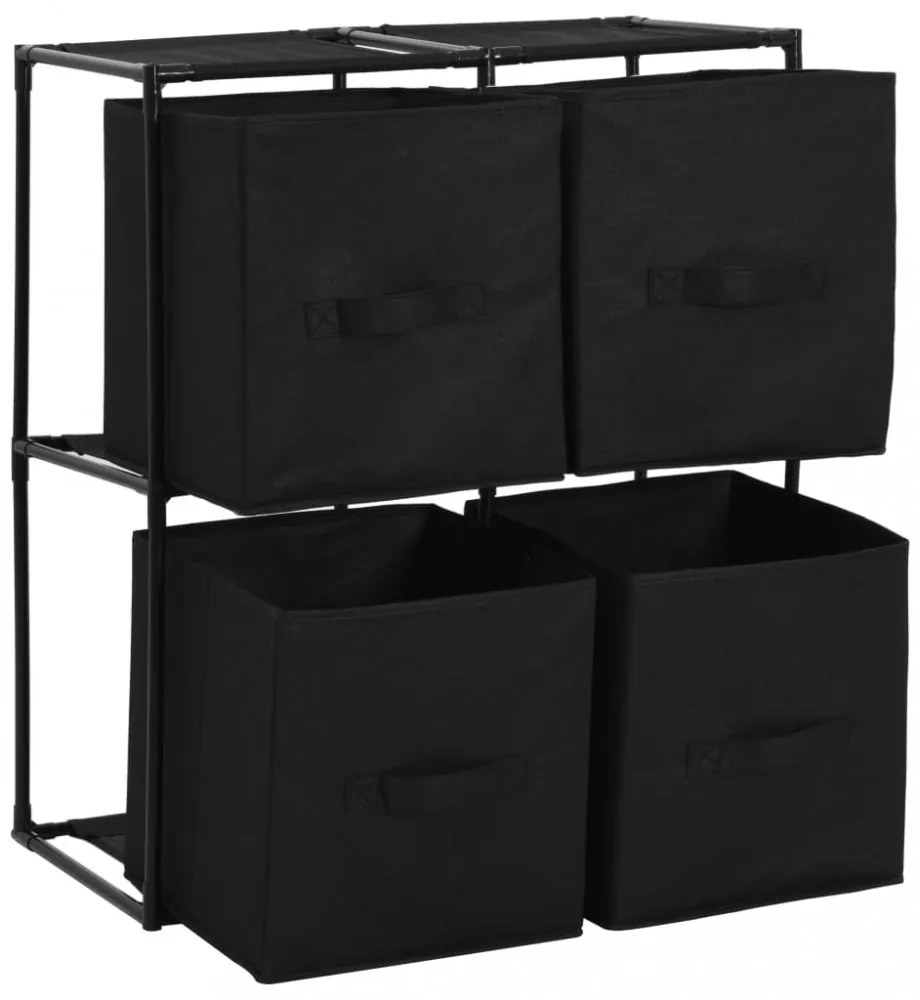 acél tárolószekrény 4 db fekete szövetkosárral 63 x 30 x 71 cm