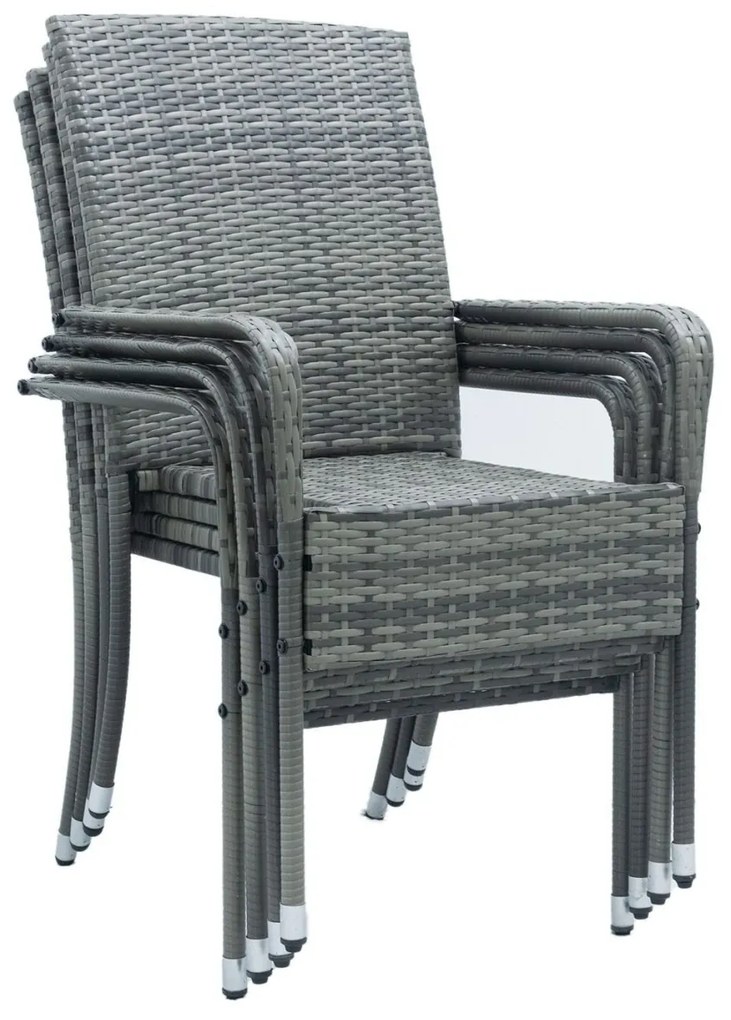 Juskys Yoro rattan székek 4 darabos - melírozott szürke