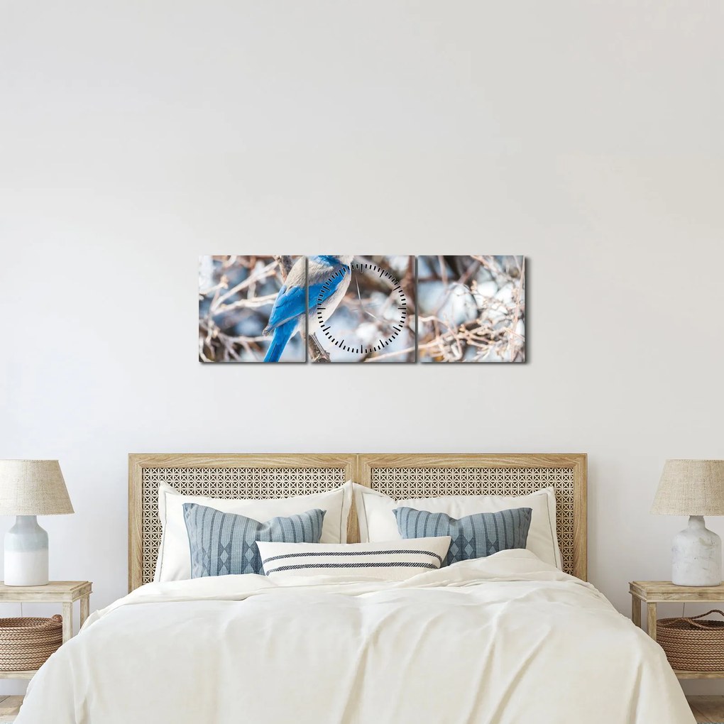 Kép - Téli madár (órával) (90x30 cm)