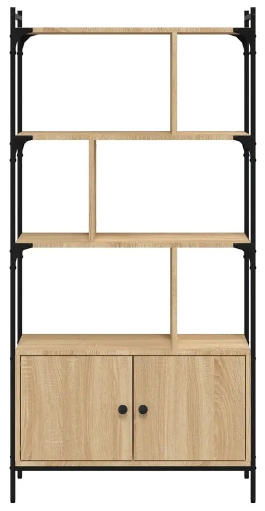 sonoma tölgy szerelt fa könyvespolc ajtókkal 76,5x30x154,5 cm