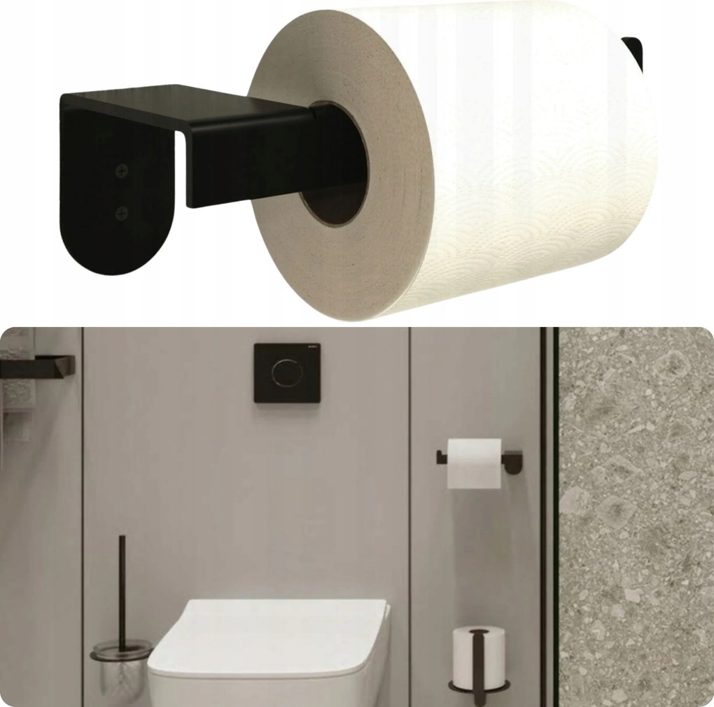 Wc-papír Tartó Core Fém Fali Loft Akasztós Fekete
