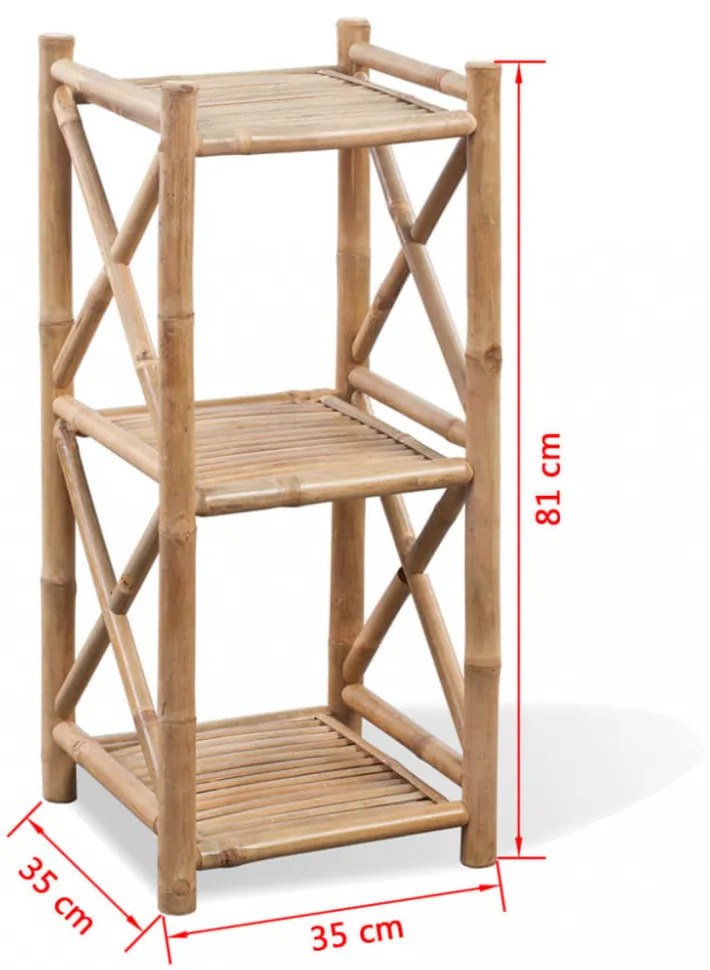 3 szintes szögletes bambusz polc