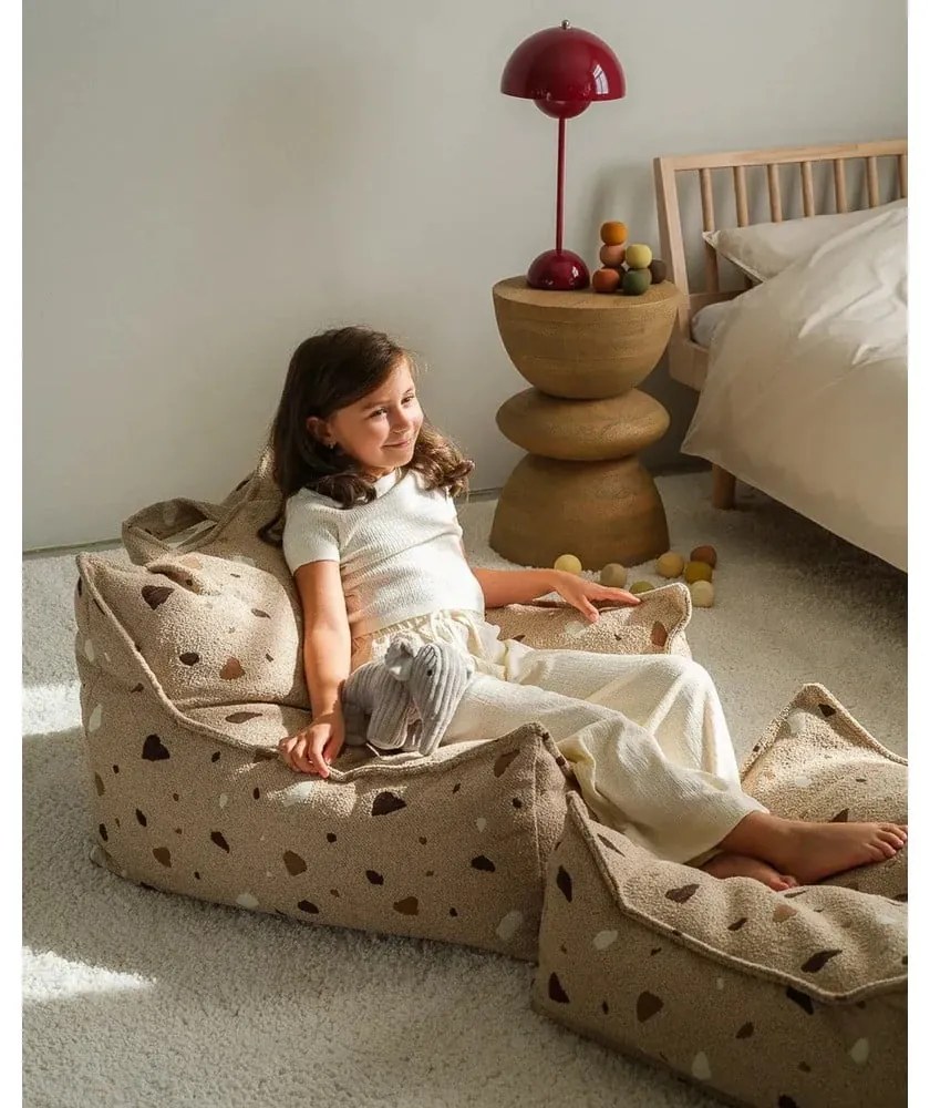 Világosbarna buklé-zsenília gyerek babzsákfotel Terrazzo Chair – Wigiwama