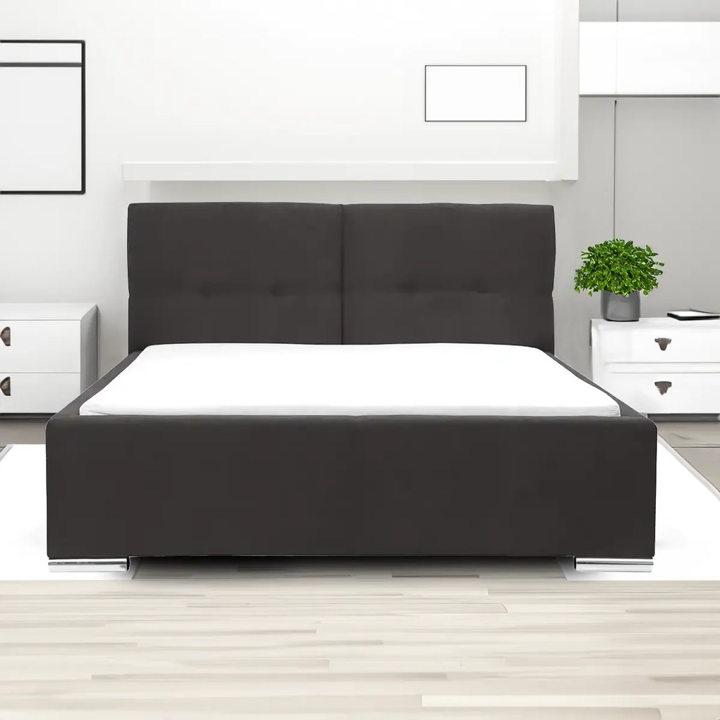 Kárpitozott ágy tárolóval és FOLLER matraccal 180x200 cm Fekete