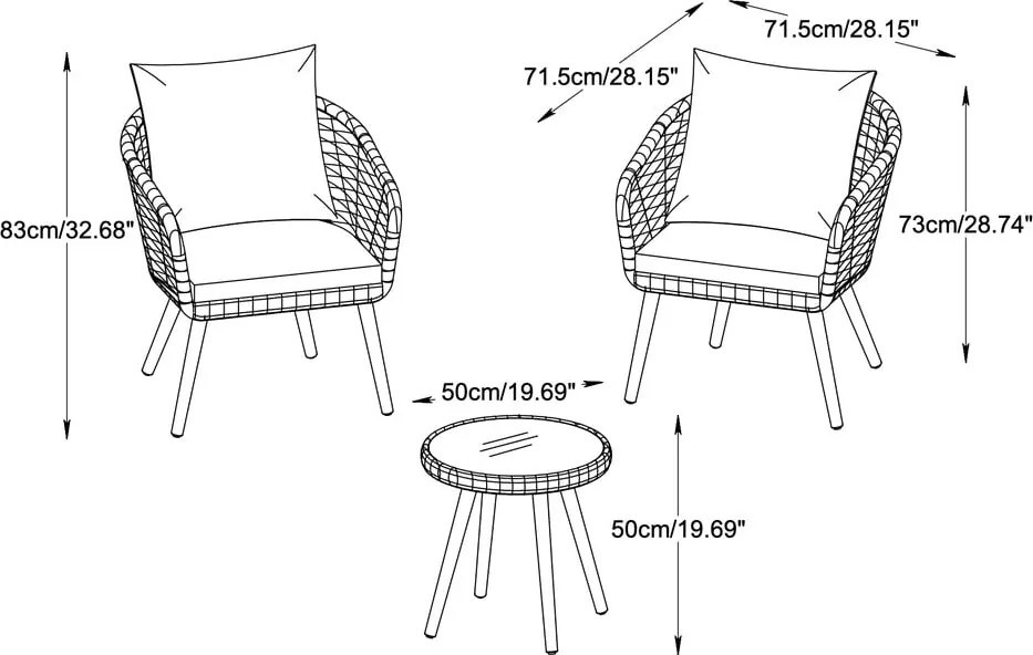 Világosszürke kerti lounge szett Bistro – Unique Furniture