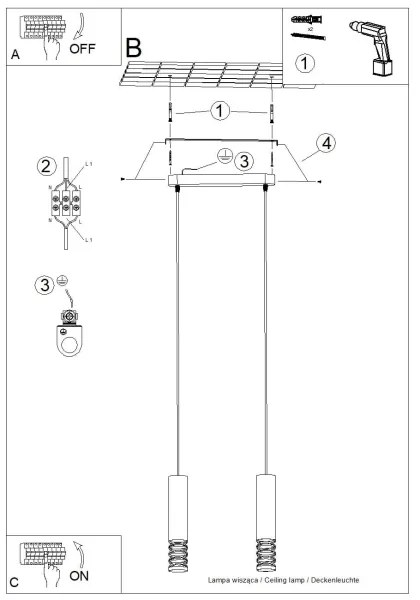 Sollux SL.1687 - Csillár zsinóron LAMI 2xGU10/10W/230V fehér