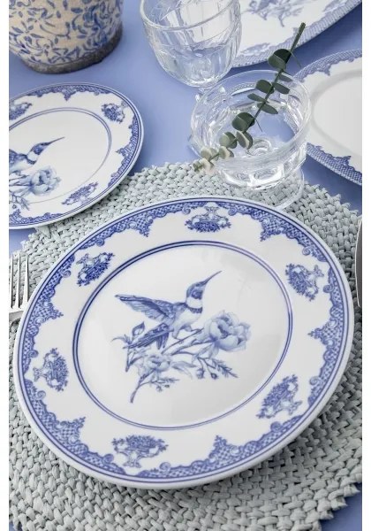 26 részes étkészlet fehér/kék/porcelán