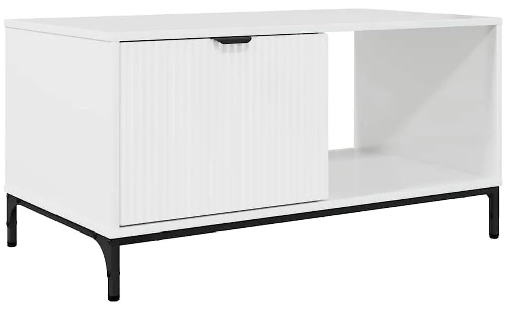 Dohányzóasztal Magasfényű fehér 90 x 49 x 46 cm Faanyag