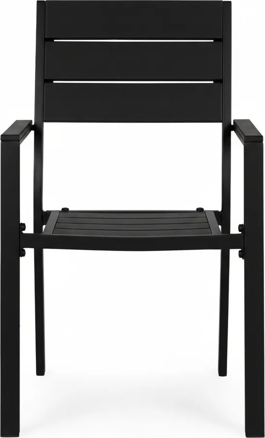 Kerti szék, MultiGarden YC-051KD-1, fekete, 54,5 x 52 x 89 cm, acél keret, HDPE ülő- és háttámla, 150 kg teherbírás, 2 db-os szett