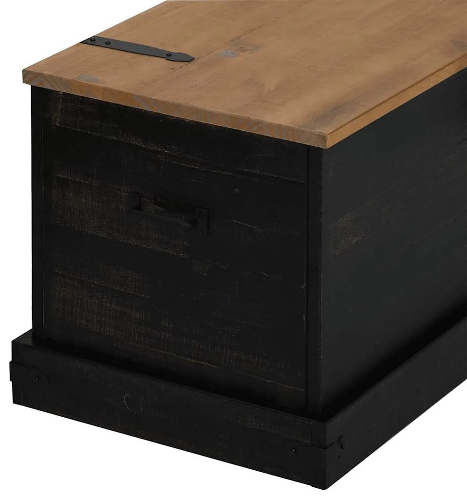 fekete tömör fenyőfa HALDEN tárolószekrény 91x48x47 cm